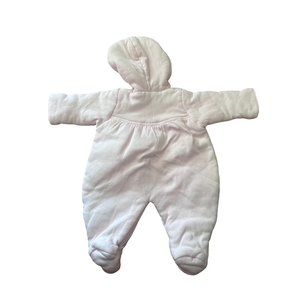 Friedknit Creations Pink Hooded Pram‎ Suit 3M Floral Heart Embroidered Bunting
